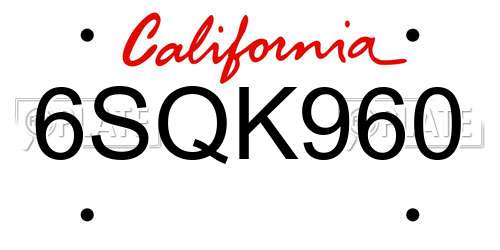 6SQK960 California License Plate
