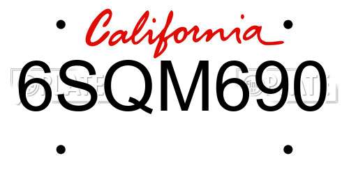 6SQM690 California License Plate