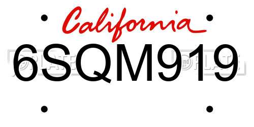 6SQM919 California License Plate