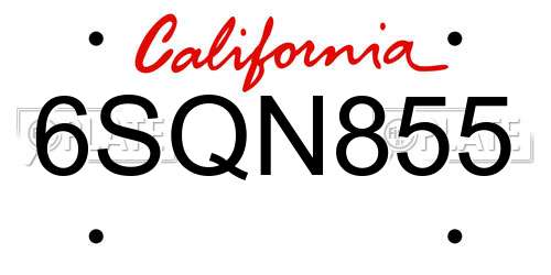 6SQN855 California License Plate