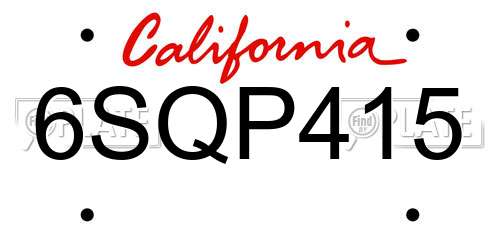 6SQP415 California License Plate