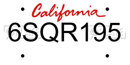6SQR195 California License Plate