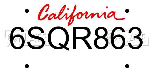 6SQR863 California License Plate