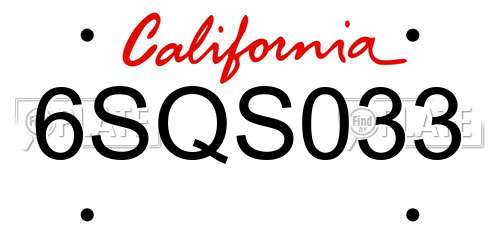 6SQS033 California License Plate
