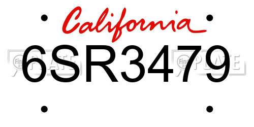 6SR3479 California License Plate