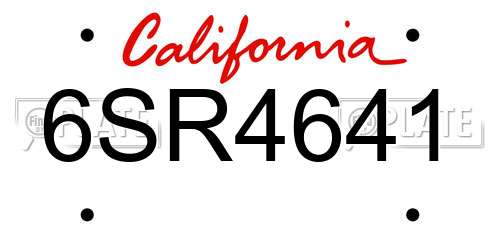 6SR4641 California License Plate