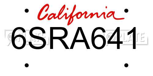 6SRA641 California License Plate