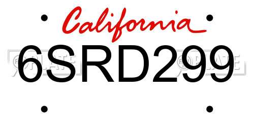 6SRD299 California License Plate