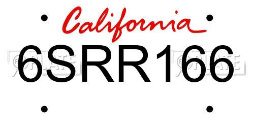 6SRR166 California License Plate