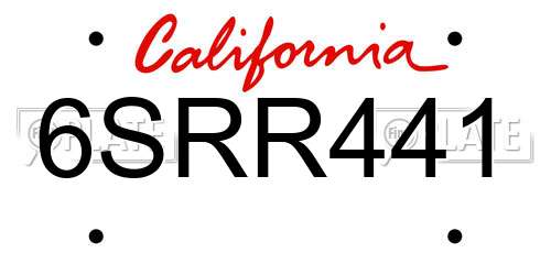 6SRR441 California License Plate