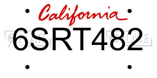 6SRT482 California License Plate