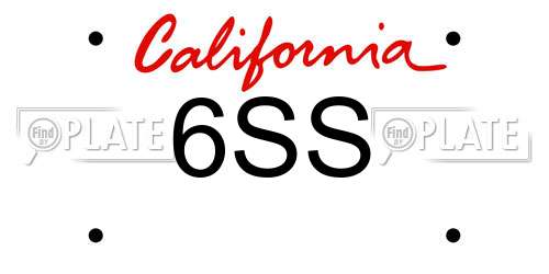 6SS California License Plate