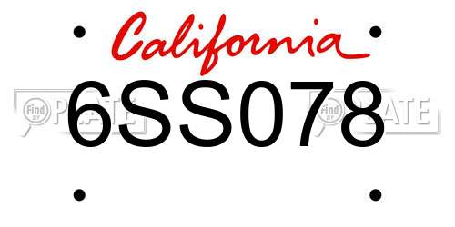6SS078 California License Plate