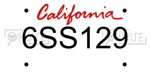 6SS129 California License Plate