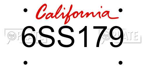 6SS179 California License Plate