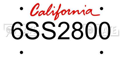 6SS2800 California License Plate