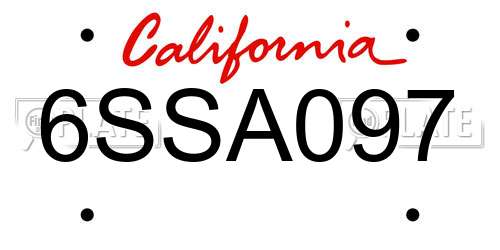 6SSA097 California License Plate