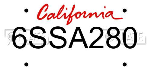 6SSA280 California License Plate