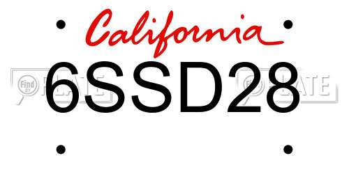 6SSD28 California License Plate