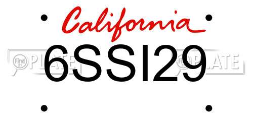6SSI29 California License Plate