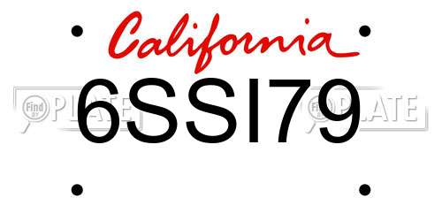6SSI79 California License Plate