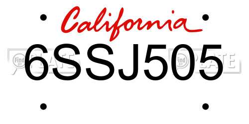 6SSJ505 California License Plate