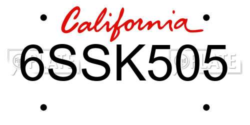 6SSK505 California License Plate