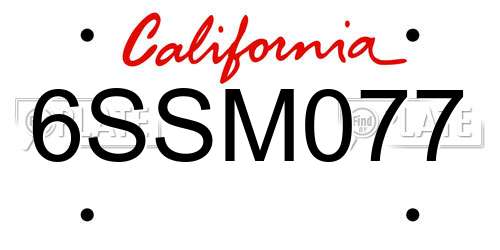 6SSM077 California License Plate