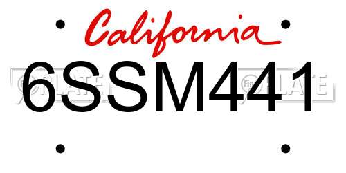6SSM441 California License Plate