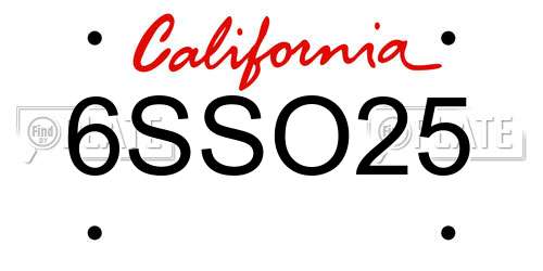 6SSO25 California License Plate