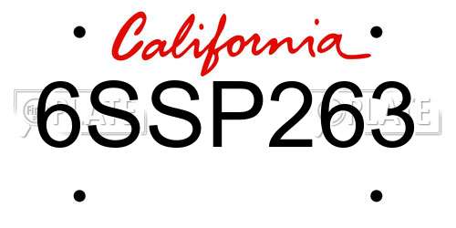 6SSP263 California License Plate