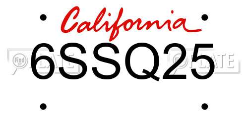 6SSQ25 California License Plate