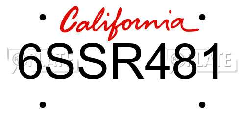 6SSR481 California License Plate
