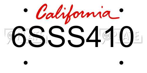 6SSS410 California License Plate