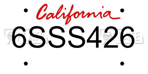 6SSS426 California License Plate