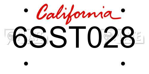 6SST028 California License Plate