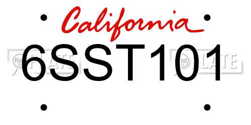 6SST101 California License Plate