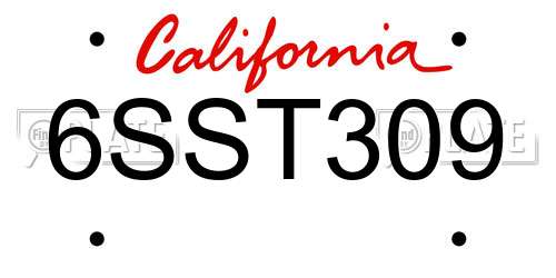 6SST309 California License Plate
