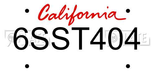6SST404 California License Plate