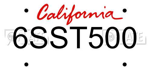 6SST500 California License Plate