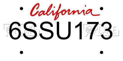 6SSU173 California License Plate