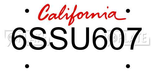6SSU607 California License Plate