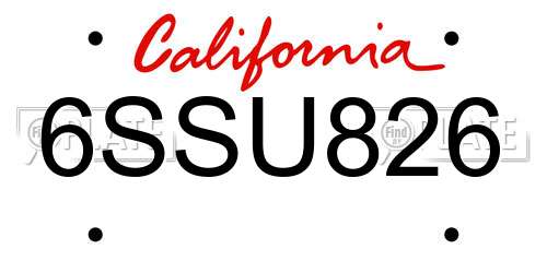 6SSU826 California License Plate