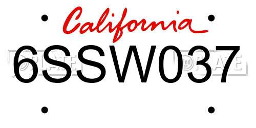 6SSW037 California License Plate
