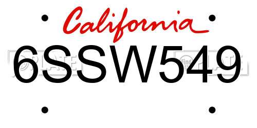 6SSW549 California License Plate