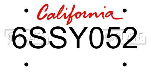 6SSY052 California License Plate