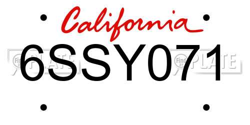 6SSY071 California License Plate
