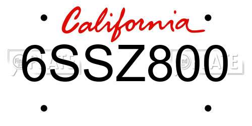 6SSZ800 California License Plate