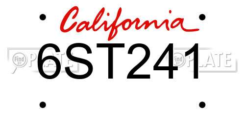 6ST241 California License Plate