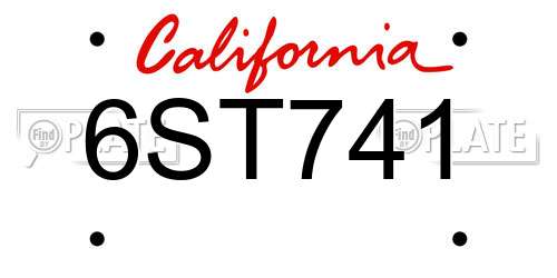 6ST741 California License Plate
